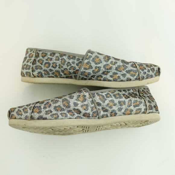 Toms Womens Glitter Cheetah Print Classic Slip-On Shoes Round Toe Gray Size 9.5 - Picture 2 of 7